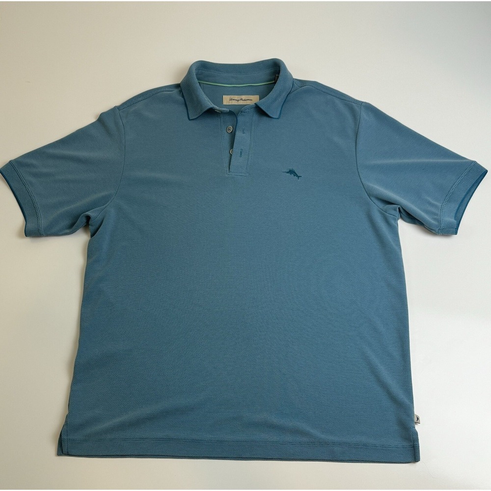 Tommy Bahama Polo Shirt Men's Size M Blue Modal Polyester Blend Embroidered Logo